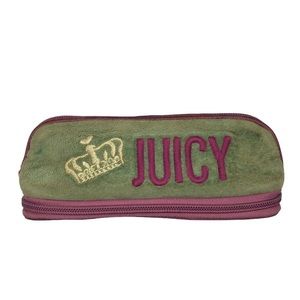 Juicy Couture Vintage Green Velour Pencil Case Makeup Bag J Heart Y2K HTF